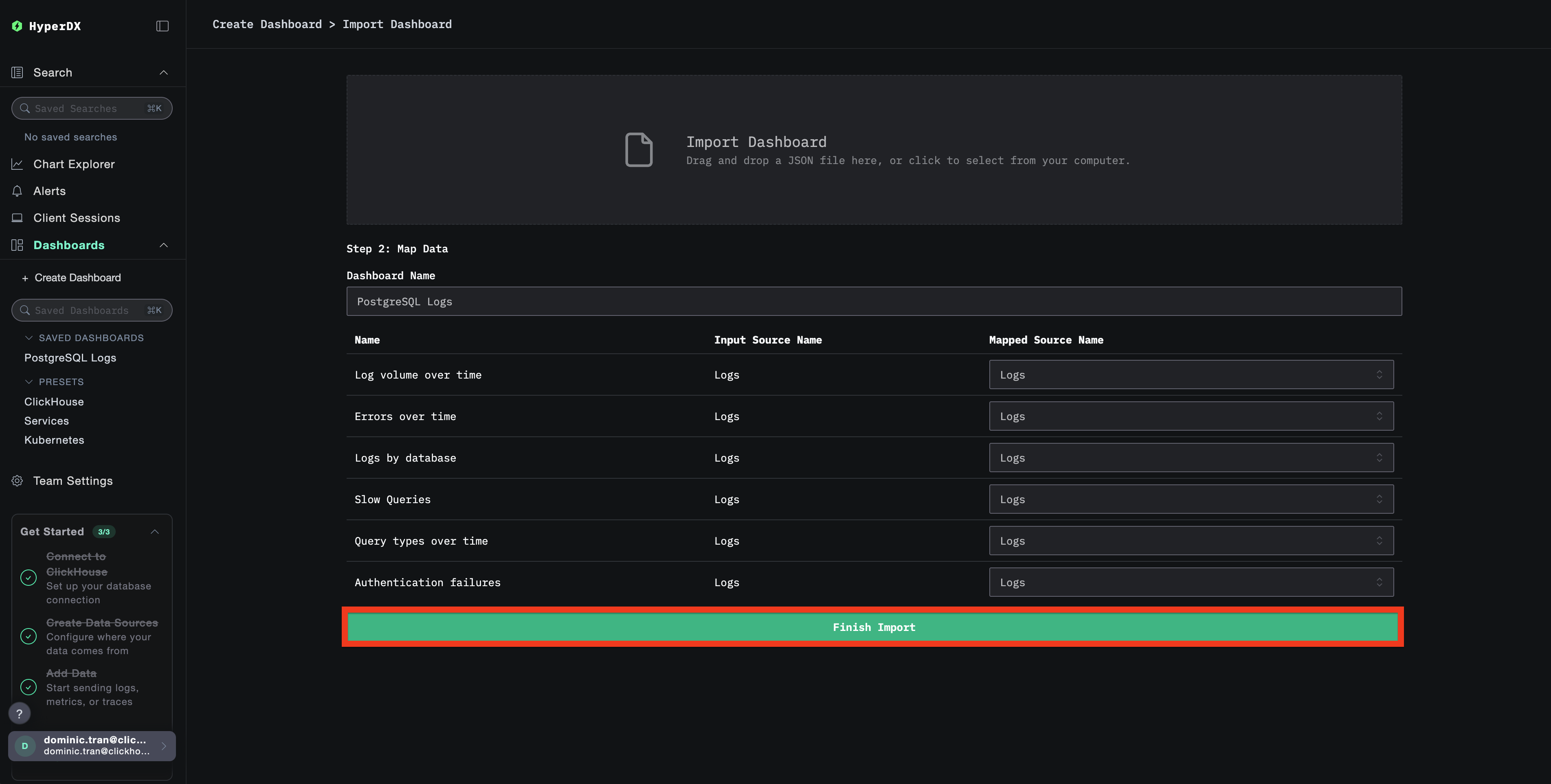 Завершение импорта
